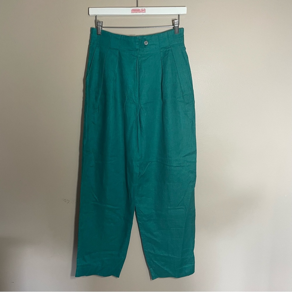 SALE Vintage Wide leg High Waisted Linen Trousers - Picture 4 of 7